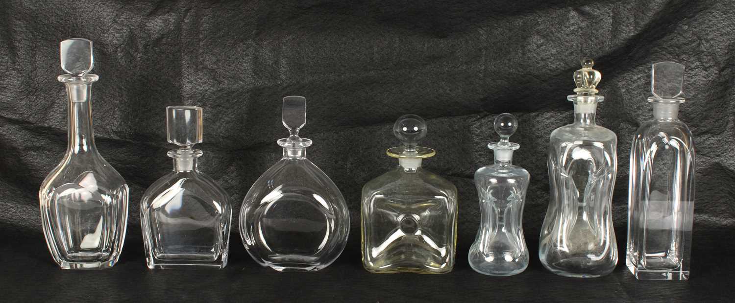 Lot 38 - Group of Scandinavian Mid-Century Clear Glass Decanters
