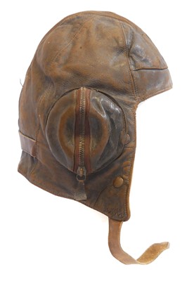 Lot 206 - WWII Leather Flying helmet with additional details.