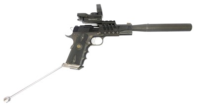 Lot 249 - Ivor Johnson .22lr 1911 long barrel pistol,...