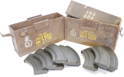 Lot 480 - Two .303 ammunition containers containing...