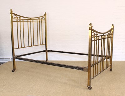 Lot 218 - An Art Nouveau Brass Bed Frame with Irons