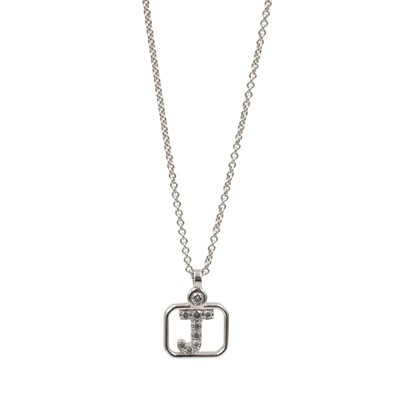 Lot 98 - A diamond and platinum initial "J" pendant, by David Robinson