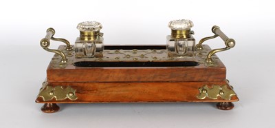 Lot 279 - A Victorian Figured Walnut and Brass Mounted Desk Stand