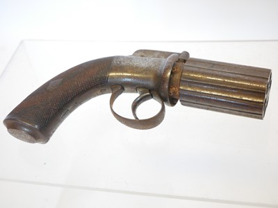 Lot 18 - Percussion 120 bore pepperbox revolver, six...