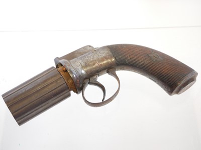 Lot 18 - Percussion 120 bore pepperbox revolver, six...