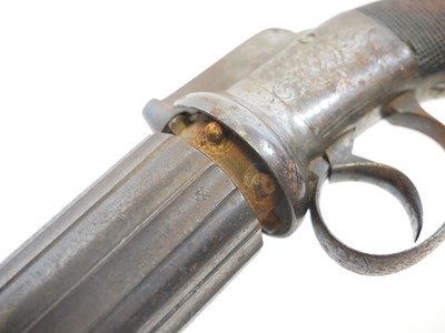 Lot 18 - Percussion 120 bore pepperbox revolver, six...
