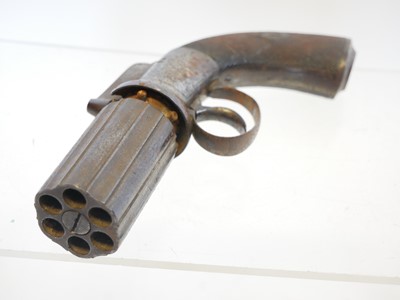 Lot 18 - Percussion 120 bore pepperbox revolver, six...