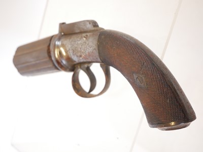 Lot 18 - Percussion 120 bore pepperbox revolver, six...