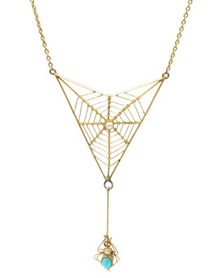 Lot 3 - Murrle Bennett & Co. Spider pendant with pearl and turquoise