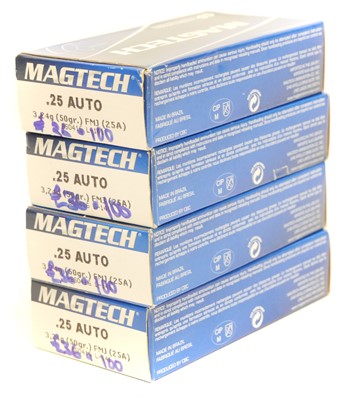 Lot 532 - Magtech .25 auto 200 rounds with 24 grain FMJ...