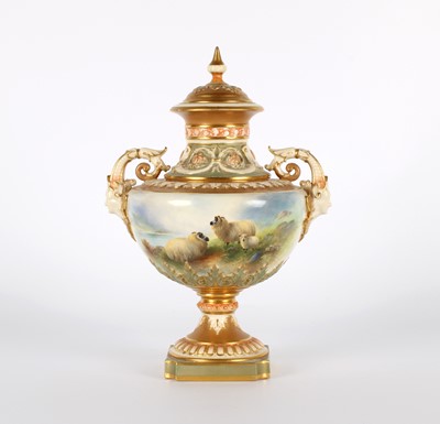Lot 125 - A Fine Royal Worcester Vase with Cover Painted by Harry Davis