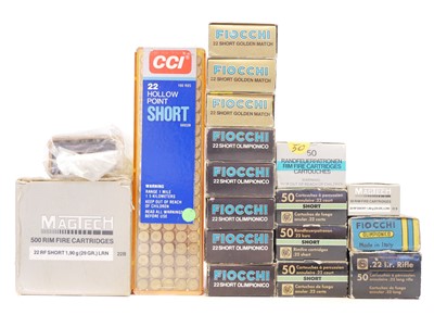 Lot 654 - .22 Short rimfire ammunition, to include 550...