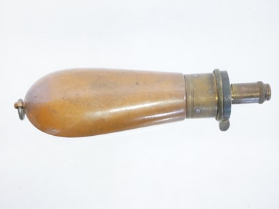 Lot 153 - 120 bore revolver powder flask, brass and...