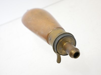 Lot 153 - 120 bore revolver powder flask, brass and...