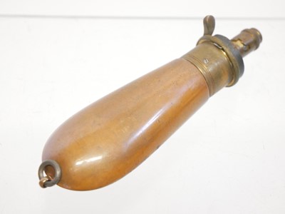 Lot 153 - 120 bore revolver powder flask, brass and...