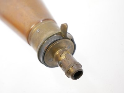 Lot 153 - 120 bore revolver powder flask, brass and...