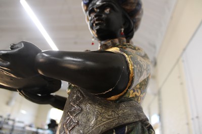 Lot 215 - A Rare Pair of 19th Century Venetian 'Blackamoor' Figures on Integral Stands