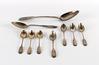 Lot 10 - A 19th Century Russian Silver Serving Spoon and Further Various Silver Spoons