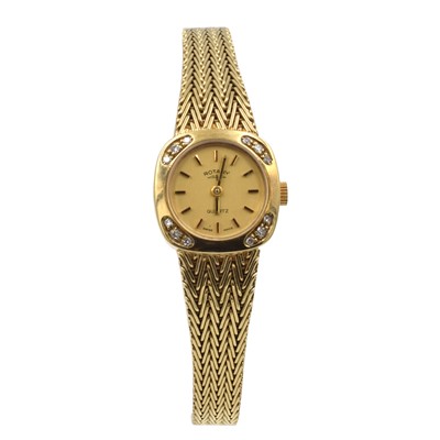 Lot 237 - A Ladies 9ct gold and diamond rotary wristwatch