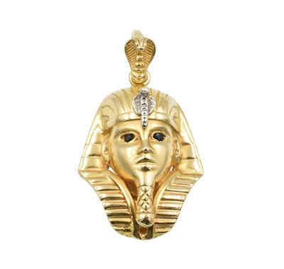 Lot 42 - A 14ct Yellow gold and sapphire pharaoh pendant
