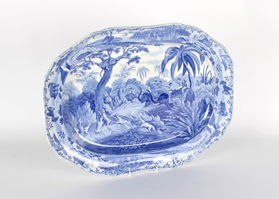 Lot 106 - A Large and Rare "Shooting a Leopard in a Tree" Serving Dish by Spode