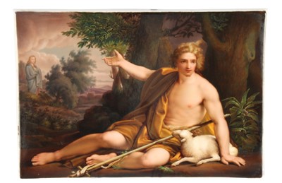 Lot 102 - A 19th Century Painted Porcelain Plaque Depicting Saint John the Baptist by KPM of Berlin