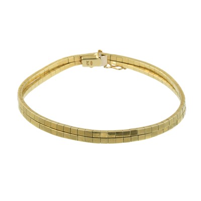 Lot 47 - A 14ct gold double row block link bracelet