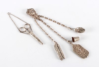 Lot 65 - A Victorian Silver Chatelaine Suspending Silver Accessories