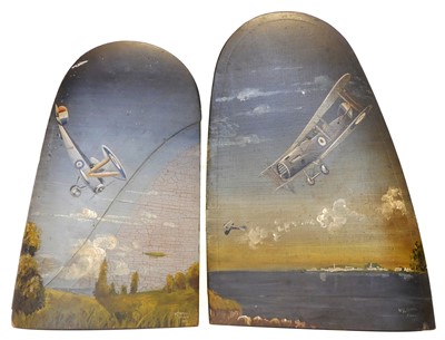 Lot 328 - Pair of WWI period painted sections of...