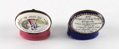 Lot 101 - Two 19th Century Bilston-Type Enamel Patch Boxes