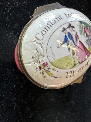 Lot 101 - Two 19th Century Bilston-Type Enamel Patch Boxes