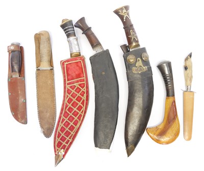 Lot 268 - Seven various knives, to include four Kukris,...