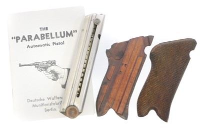 Lot 156 - Luger P08 magazine with wood base, also a pair...