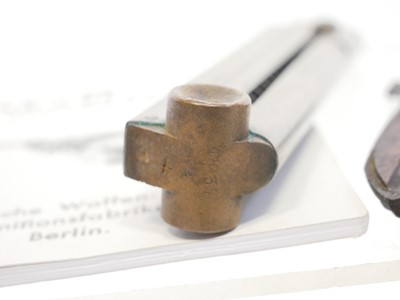 Lot 156 - Luger P08 magazine with wood base, also a pair...