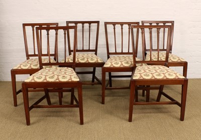 Lot 255 - A Set of Six George III Sheraton-Style Mahogany Dining Chairs