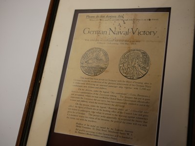 Lot 30 - Framed Lusitania medal, a British copy of the...