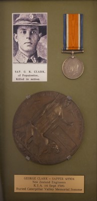 Lot 31 - Framed WWI death penny or memorial plaque for...