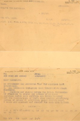 Lot 318 - End of World War II, message from the...