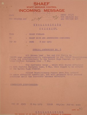 Lot 319 - End of WWII SHAEF (Supreme Headquarters,...