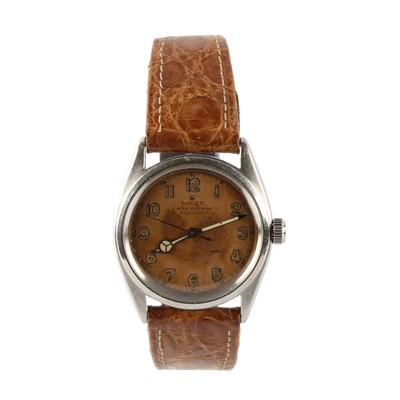 Lot 369 - A 1940's stainless steel Rolex Oyster Speedking Elegant wristwatch