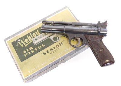 Lot 203 - Boxed Webley Senior .22 air pistol, cylinder...