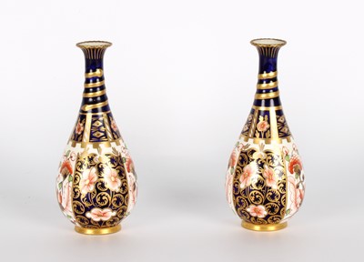 Lot 112 - A Pair of Royal Crown Derby "Imari" Bud Vases