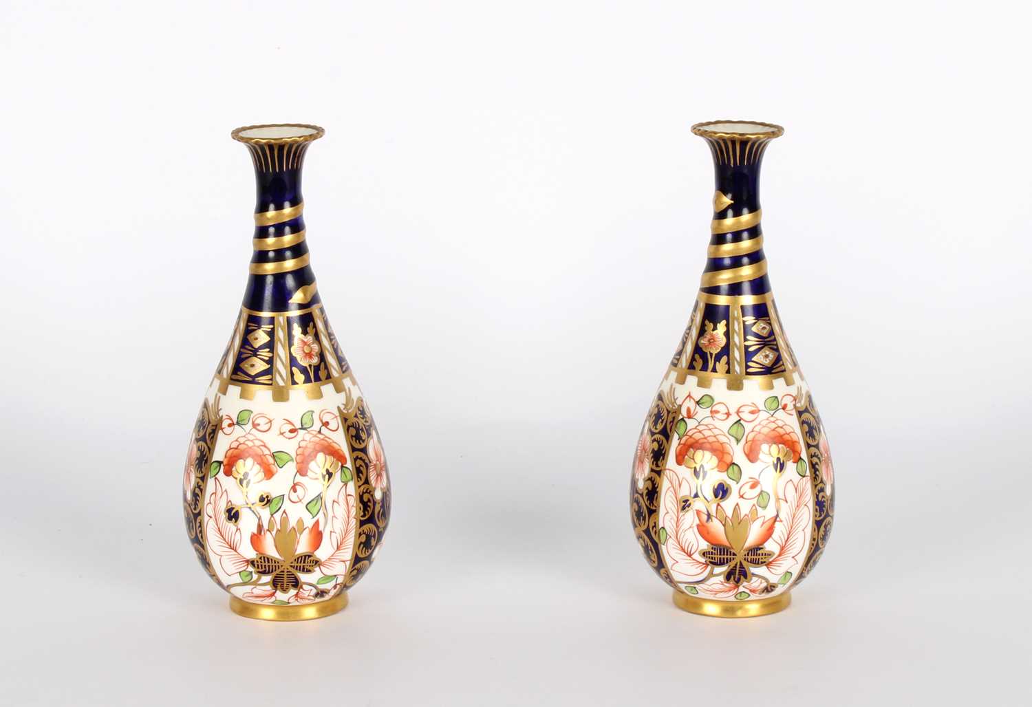 Lot 112 - A Pair of Royal Crown Derby "Imari" Bud Vases