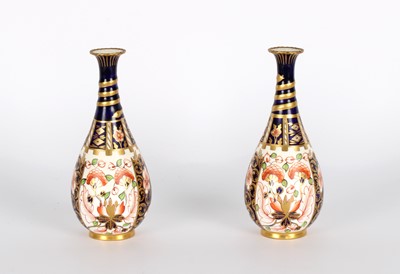 Lot 112 - A Pair of Royal Crown Derby "Imari" Bud Vases