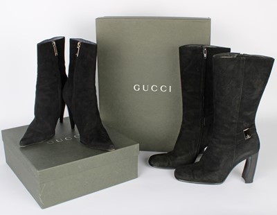 Lot 314 - Two Pairs of Gucci Suede Black Boots.