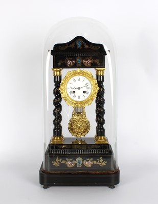 Lot 149 - A Mid-Late 19th Century French Ebonised Portico Clock