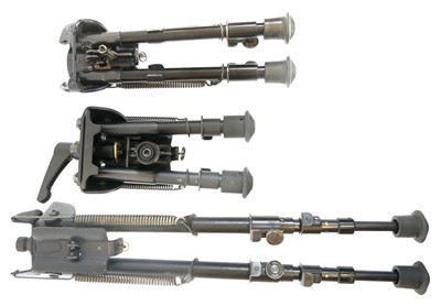 Lot 735 - Two Harris bipods and one other unmarked bipod.