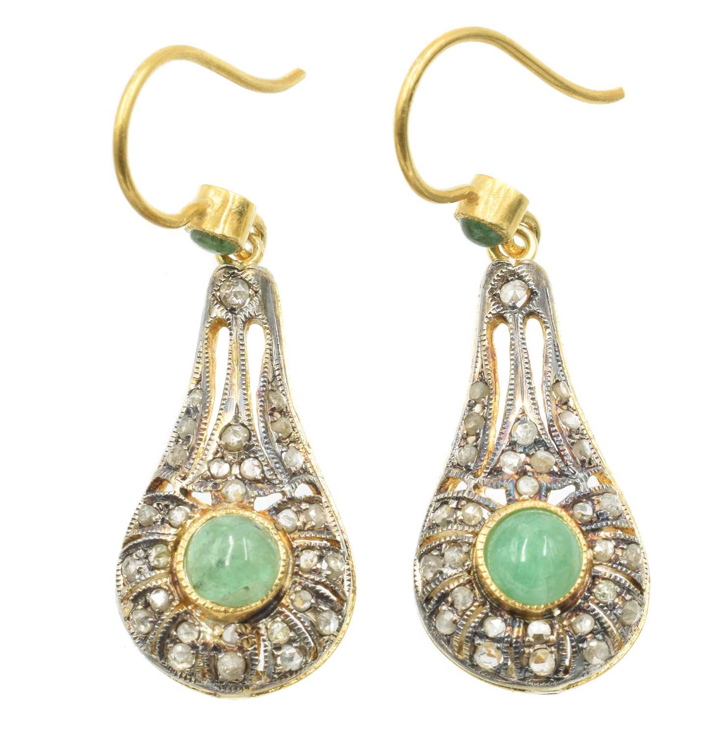 Lot 138 - A pair of emerald and diamond earrings