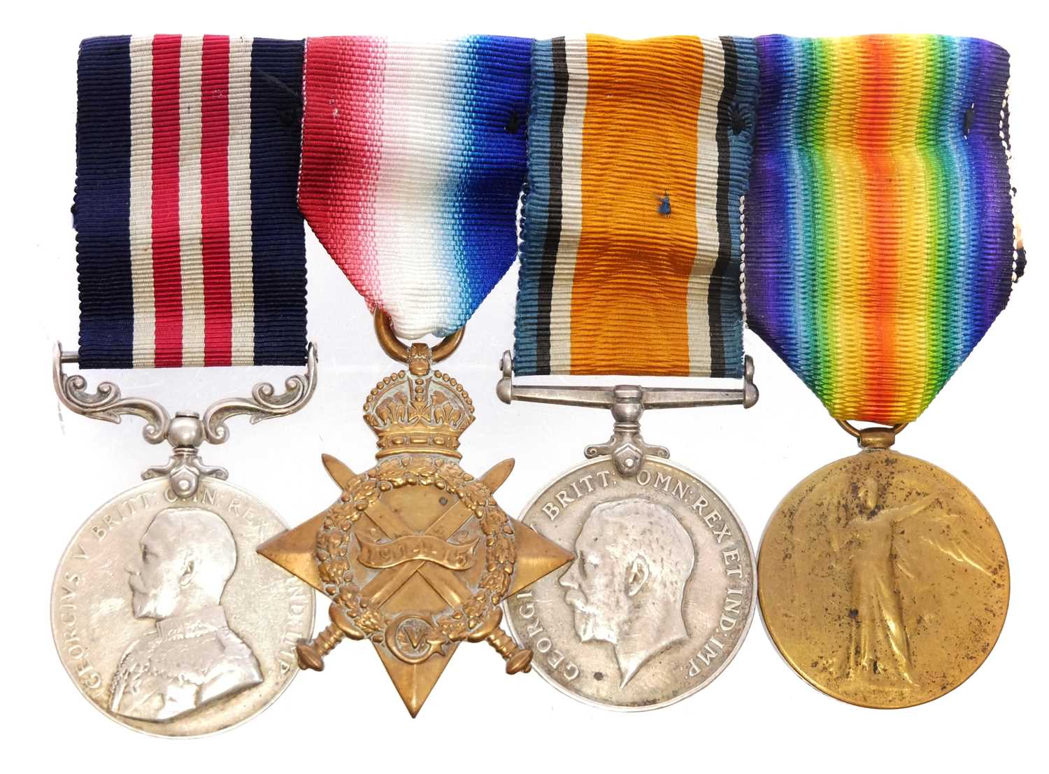 Lot 19 - George V WWI Military Medal and Trio Awarded...