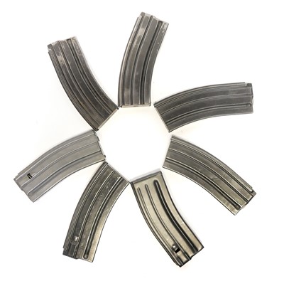 Lot 734 - Seven AR-15 / SA80 magazines, five by H&K, one...